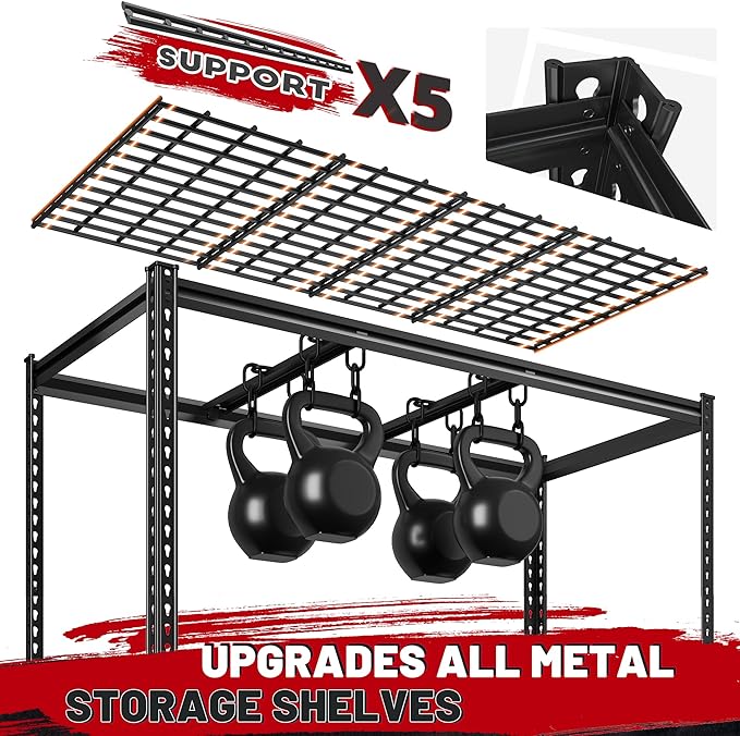 REIBII 55" W Garage Shelving, Storage Shelves Load 3000LBS, 5 Tier Adjustable - Image 5
