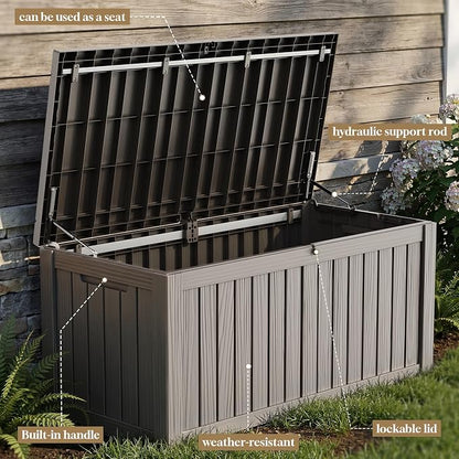 ROJIK 150 Gallon Outdoor Storage Box Waterproof, Weatherproof Deck Boxes - Image 6