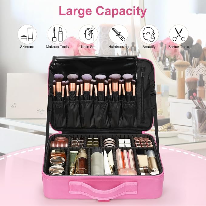 Relavel Makeup Case Large Makeup Bag Professional Train Case Travel Cosmetic - Image 4