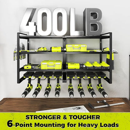 KAFAHOM Power Tool Organizer-8 Drill Holder Wall Mount, 4 Layer Heavy Duty - Image 3