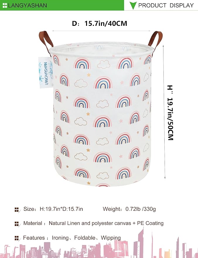 LANGYASHAN Laundry Basket Canvas Fabric Collapsible Organizer Basket - Image 2