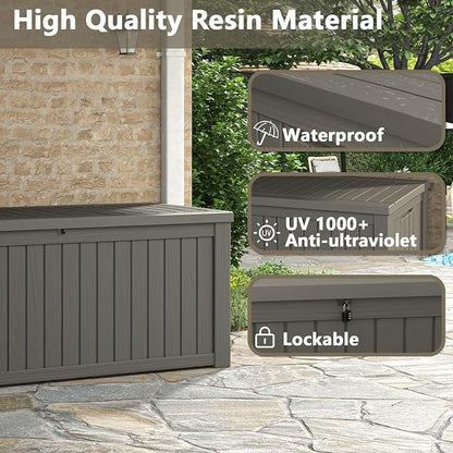 Outdoor Storage Box, 180 Gallon Deck Box, Waterproof and UV Resistant Large - Image 4