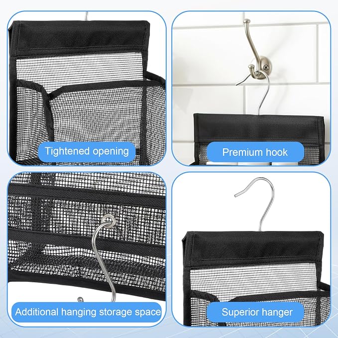 Mesh Shower Caddy Hanging, Transparent Rotating Hanging Mesh Bath Baskets - Image 3
