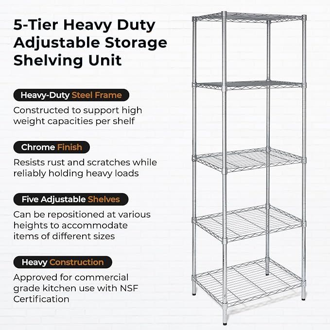 5-Tier Deep Shelf, 250 lb/Shelf, mixing bowls and bulk food containers - Image 5