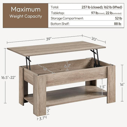 Yaheetech Lift Top Coffee Table - Image 3