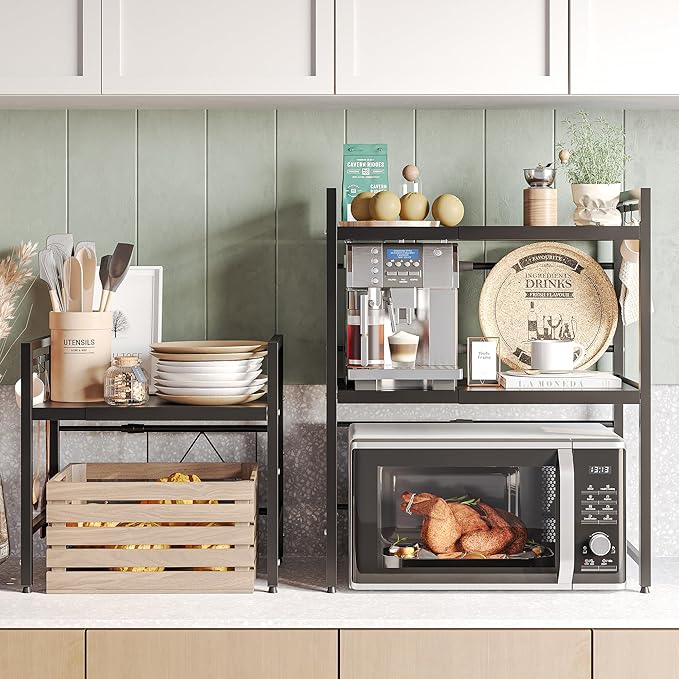 2 Tier Expandable Microwave Stand countertop, Microwave Oven Rack | microwave - Image 6