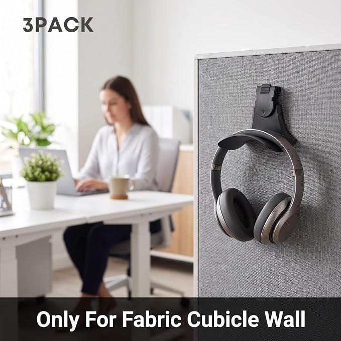 Fabric Wall Headphone Stand for Office, Cubicle Headphone Holder for Work Decor - Image 5