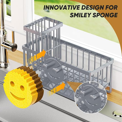 Sponge Holder for Kitchen Sink, Smiley Face Sink Caddy - Image 4