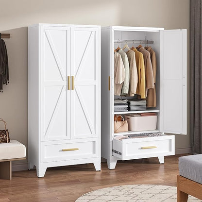 71" Tall Metal Wardrobe Cabinet - Image 2