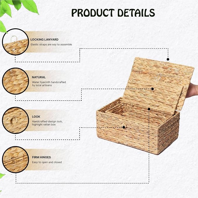 Set of 3 Wicker Storage Baskets - Image 4