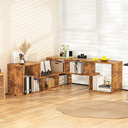 Recaceik Cube Bookshelf 2 Shelf Bookcase L-Shaped TV Console Stand Modern - Image 4