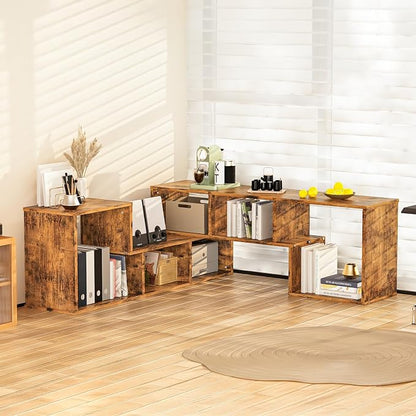 Recaceik Cube Bookshelf 2 Shelf Bookcase L-Shaped TV Console Stand Modern - Image 4