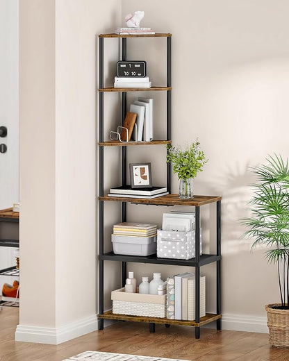6-Tier Corner Shelf, Industrial Corner Bookshelf by Choezon