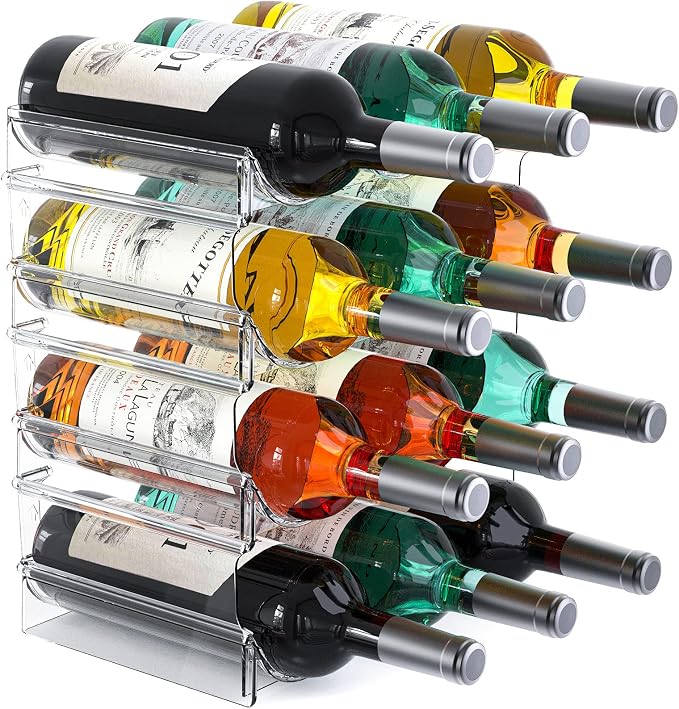 Plastic Water Bottle Organizer and Wine Rack Storage Holder, 4 Tier 12 by Benaep