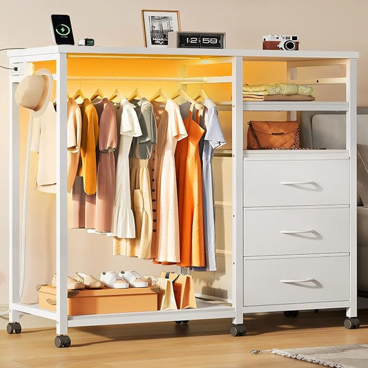 WLIVE LED Dresser for Bedroom, 3 Drawers by WLIVE