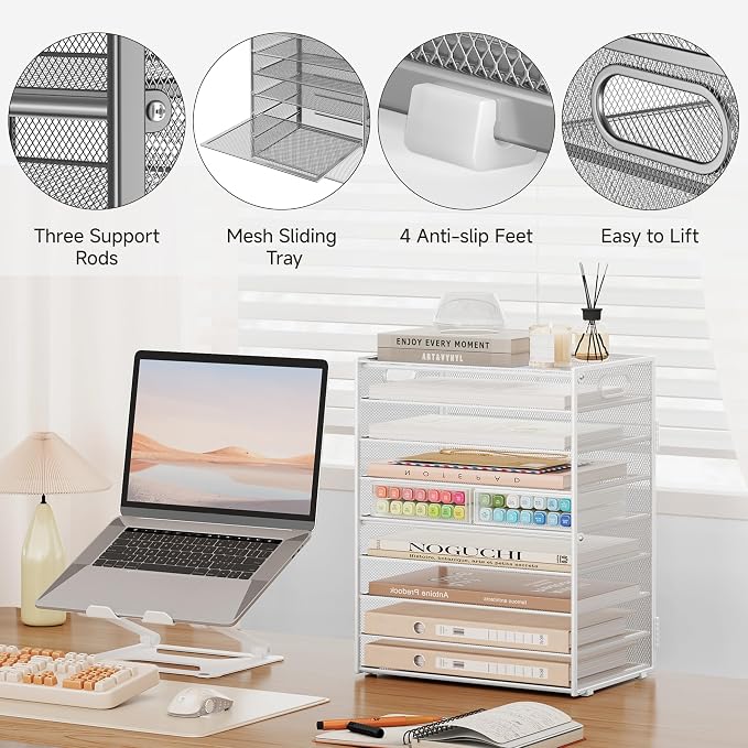 SUBEKYU 9 Tier Paper Letter Tray Desk Organizer - Image 6