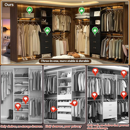 iSunirm 8FT Closet System, Wall Mount Bedroom Wardrobe - Image 2