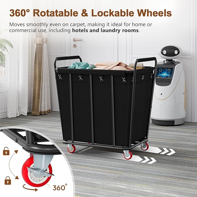 Hoctieon Large Laundry Cart - Image 4