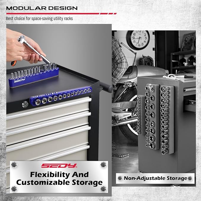 2-Piece 1/4"-Drive SAE Magnetic Socket Organizer Set - Image 3