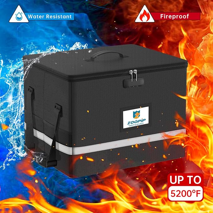 Fireproof File Box with Lock, 5200℉ Document Organizer, Reflective Strip - Image 2