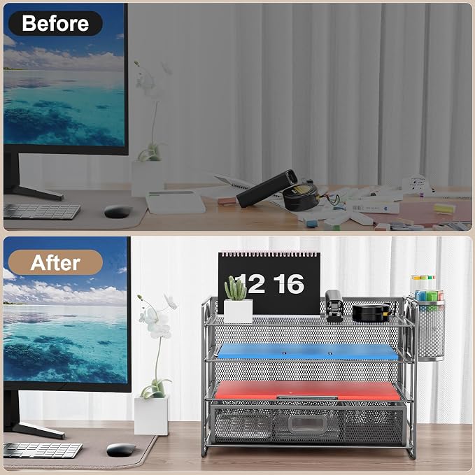 Marbrasse Desk Organizer and Accessories4-Tier Paper File Letter Tray - Image 6