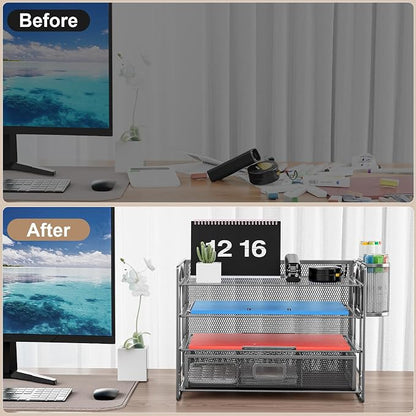 Marbrasse Desk Organizer and Accessories4-Tier Paper File Letter Tray - Image 6