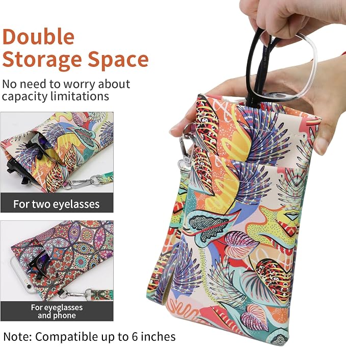 Double Eyeglass Case Soft Dual Glasses Case - Image 6