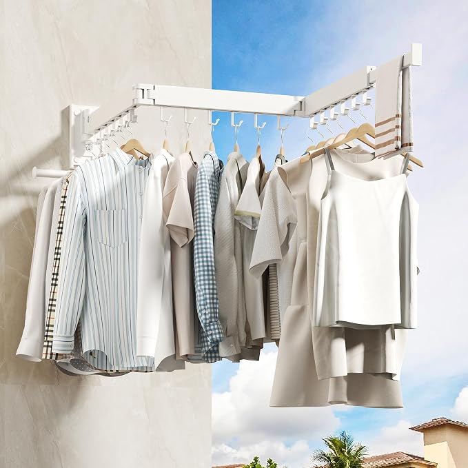 HEILAIYI Wall Mounted Clothes Hanger, Clothes Drying Rack, Laundry Drying Rack - Image 4