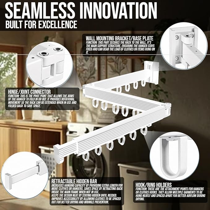 Foldable Wall Mounted Clothes Drying Rack - Image 2
