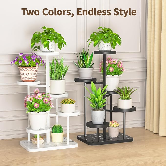 LASZOLA 5 Tier Tall White Plant Stand Rack Indoor Outdoor House, Heavy Duty - Image 2