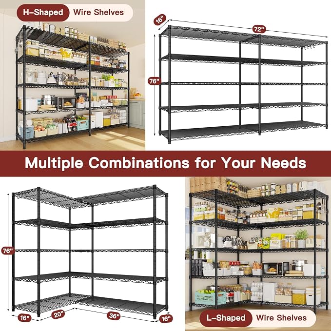 PrimeZone 5 Tier 72" W x 16''D x 76''H Metal Storage Wire Shelves - Image 3