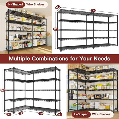 PrimeZone 2 Pack 72"W x 16''D x 76''H Metal Storage Wire Shelves - Image 3