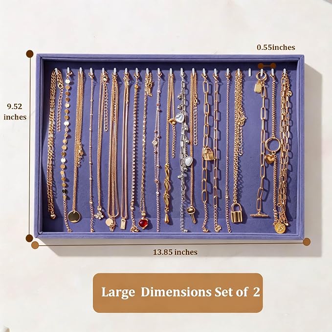 Large Velvet Jewelry Tray 2 Pack Stackable Jewelry Display Drawer Inserts Trays - Image 5