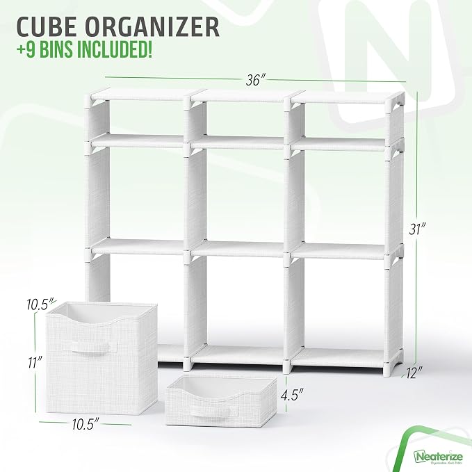 9 Cube Closet Organizers And Storage | Includes All Storage Cube Bins | Easy To - Image 3