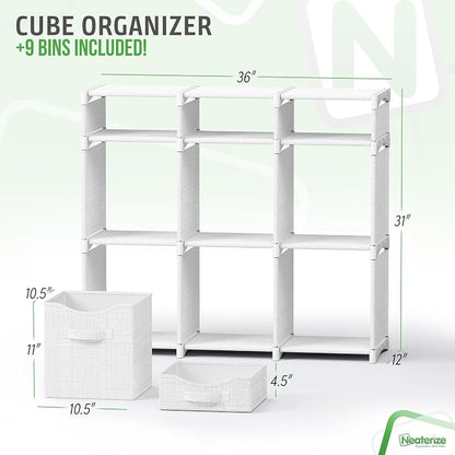 9 Cube Closet Organizers And Storage | Includes All Storage Cube Bins | Easy To - Image 3
