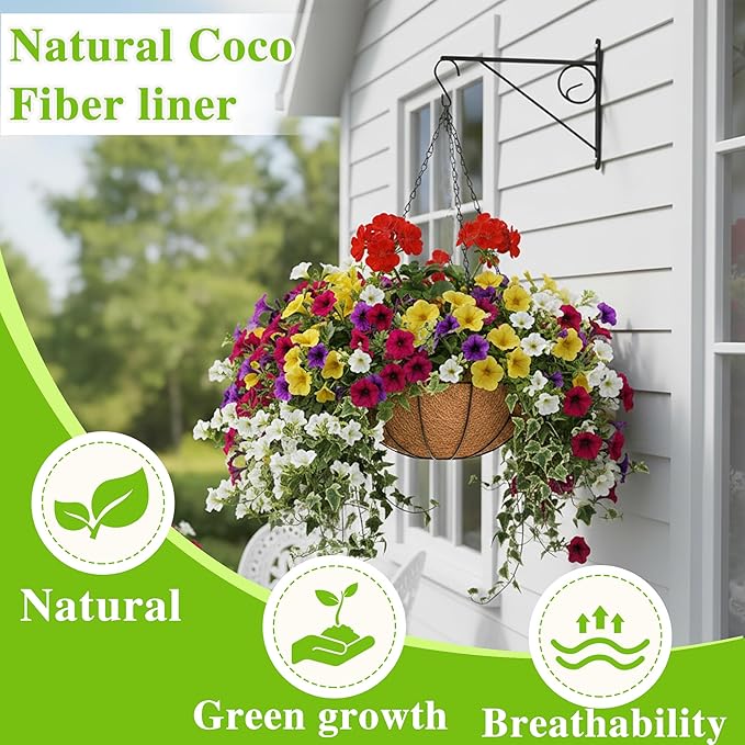 EIMQUVW 4 Pack Hanging Planter Basket Outdoor Large Hanging Flower Pots Indoor - Image 2