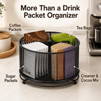 Drink Packet Organizer, Drink Mix Organizer, 4-Compartment Caddy | 360° rotating - Image 8