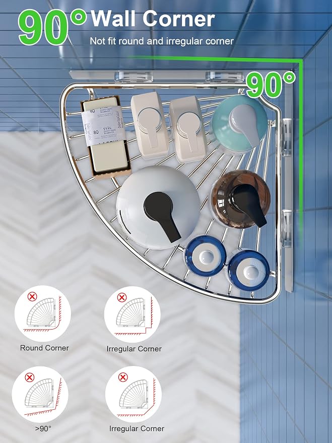 SMARTAKE 2-Pack Corner Shower Caddy, SUS304 Stainless Steel, Wall Mounted - Image 3
