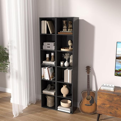 6-Tier Wooden Cube Storage Organizer, 62 Inch Tall Bookcase & Display Shelf - Image 7