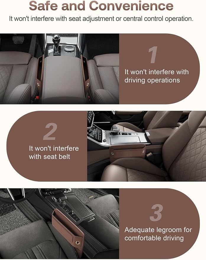 Premium Leather Seat Gap Filler Organizer, Universal Fit Car Accessories - Image 9