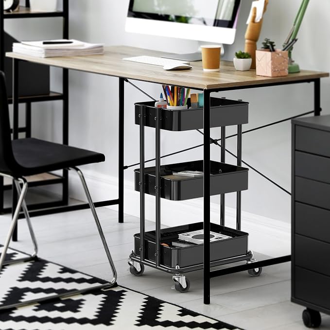 Simple Houseware 3-Tier Compact Utility Rolling Cart, Low 24” Height Fits Under - Image 8