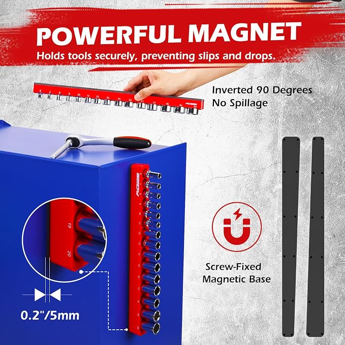2-Piece 3/8"-Drive Metric Magnetic Socket Organizer Set - Image 4