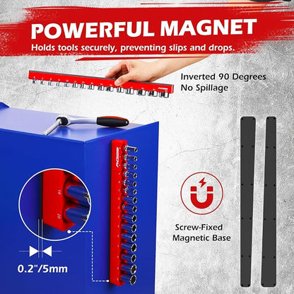 2-Piece 3/8"-Drive Metric Magnetic Socket Organizer Set - Image 4