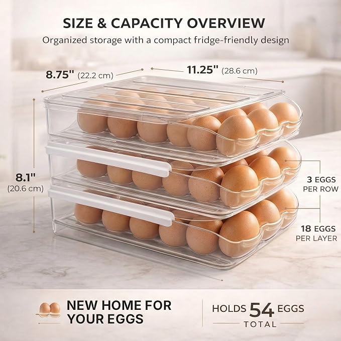 Egg Holder for Fridge with Rolling Auto Dispense, Egg Dispenser for Refrigerator - Image 2