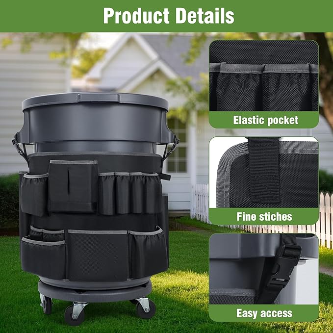 Trash Can Caddy Bags Fit 32-55 Gallon Garbage Bins, Garbage Bin Caddy Bag - Image 4