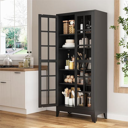 COFaR 71" Black Metal Pantry Cabinet - Image 8