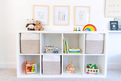 NaturalCozy 13x15x13 Kallax Storage Cubes Bins, 3 Pack | Cotton Rope Cube - Image 3
