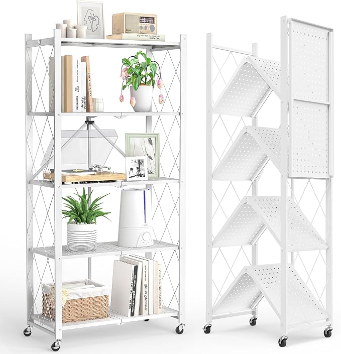 Fenbeli Foldable Shelves with Wheels by Fenbeli