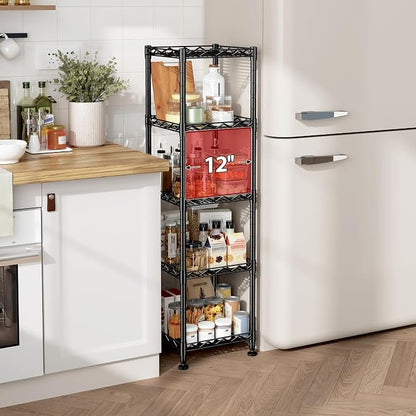 5 Tier Metal Shelving Unit Wire Shelves Storage Rack:Adjustable Storage Shelves - Image 2