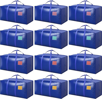 12 Pack Moving Bags with Full-Open Side Zipper, Extra Large 93L Heavy Duty by RMOHRO